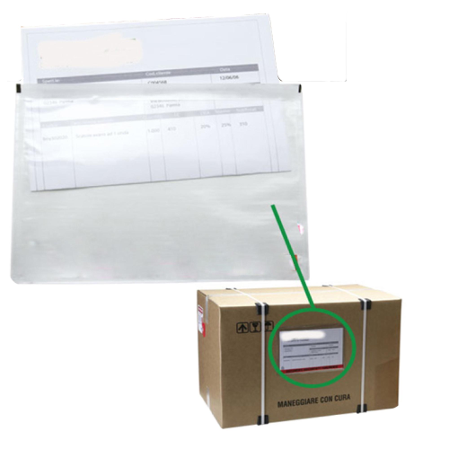 VIVA OXO-D NEUTRE BUSTE AUTOADESIVE PORTADOCUMENTI PER SPEDIZIONI CORRIERI IN POLIETILENE FORMATO INTERNO 225X165 mm TRASPARENTE CONF 100 Pz.